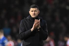 Pompey boss John Mousinho was reeling after picking up two fresh injuries in the FA Cup defeat to Arsenal. Picture: Graham Hunt/ProSportsImages