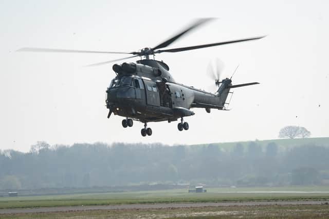 A Puma HC2 helicopter, which was retired in March 2025.