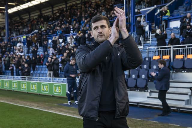 John Mousinho at his first match as Pompey head coach in January 2023 against Exeter. He has now amassed 150 games as boss. Picture: Jason Brown/ProSportsImages