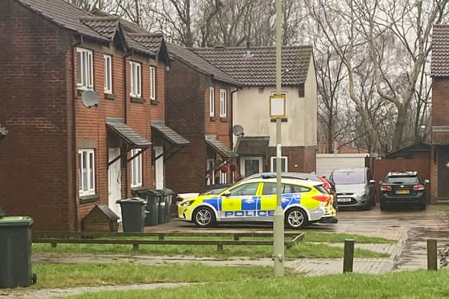 Police remain in Evergreen Close, Waterlooville, on Tuesday January 13