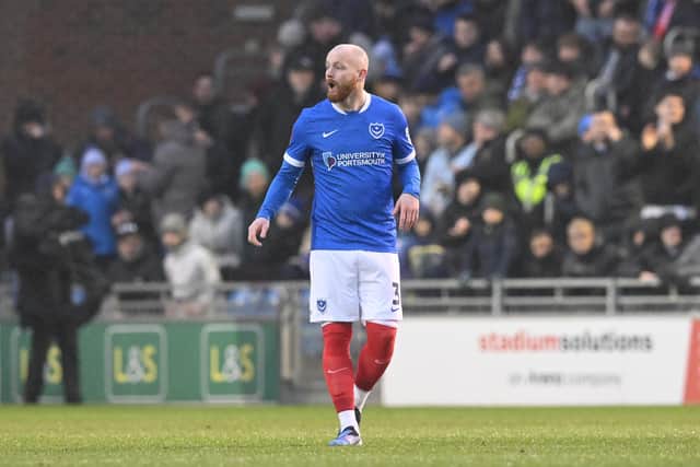 Connor Ogilvie returned to Pompey duty against Arsenal after more than two months out injured. Picture: Graham Hunt/ProSportsImages