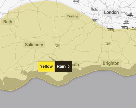 Yellow weather warning for heavy rain on January 15 2026