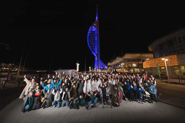 Supporters gathered in large numbers in front of the Spinnaker Tower for the launch of Portsmouth's UK City of Culture bid. Picture: Millstream Productions