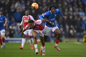 Franco Umeh in action for Pompey against Arsenal in the FA Cup