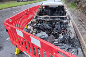 The car was set ablaze on Hulbert Road in Waterlooville in the early hours of Monday morning.