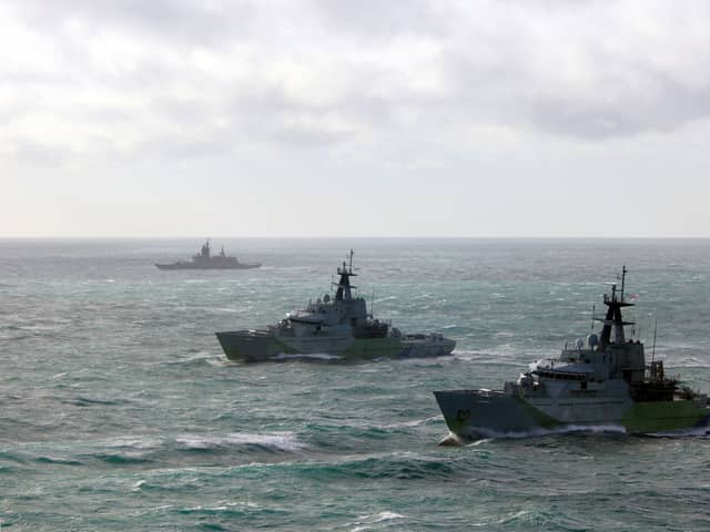 Portsmouth-based  HMS Mersey and HMS Severn shadow RFN Boikiy