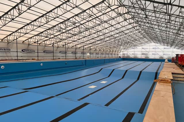 In the lagoons and the shallower section, behind the 1.35m line, there has been an anti-slip paint applied.
