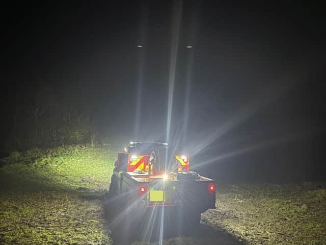 The fire service's dedicated 4×4 was required to provide visibility during the rescue on Butser Hill