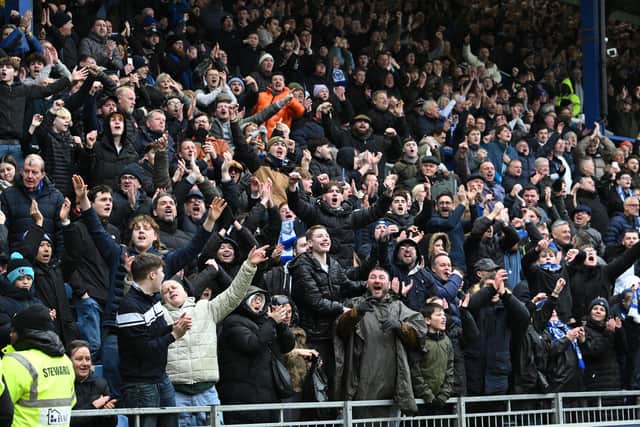 Pompey fans backing their team in the south-coast derby against Southampton.