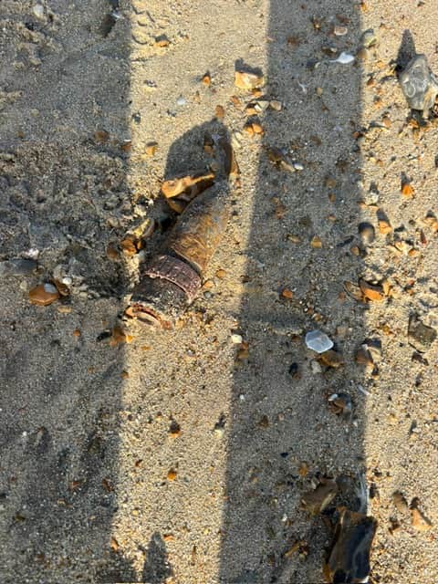 Unexploded second world war ordnance found on Southsea Beach. Photo Jasmine Jennings