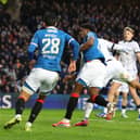 Luke Graham, right, watches on as Tochi Chukwuani finds the back of the net in Rangers' 3-0 win over Dundee on Sunday