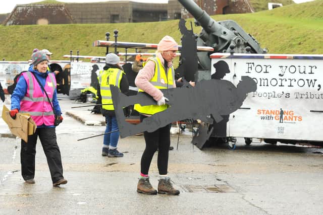 The dismantling of the Standing with Giants exhibition at Royal Armouries Fort Nelson near Fareham, started on Tuesday, January 27, 2026.