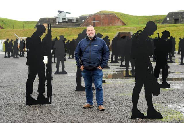 The dismantling of the Standing with Giants exhibition at Royal Armouries Fort Nelson near Fareham, started on Tuesday, January 27, 2026. Pictured is: Dan Barton, founder and CEO of Standing with Giants.