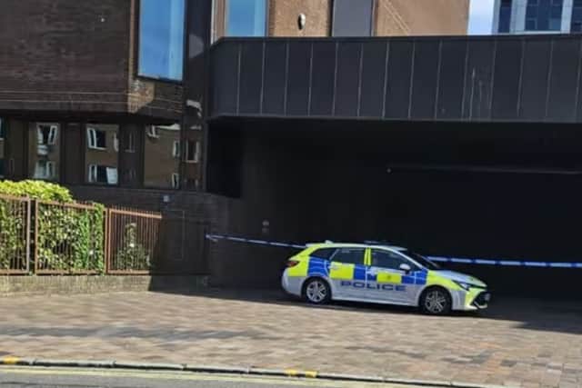 Police cordon where alleged rape took place at Portsmouth Combined Court Centre | Solace Chivers