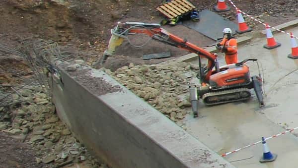 Demolition work at junction 10 of the M27