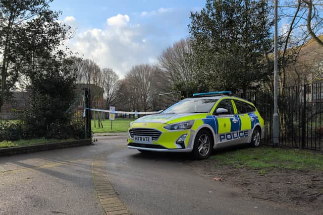 Policeput a cordon in place after a man was stabbed in Fyining Street, Landport.