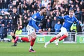 Conor Chaplin celebrates scoring Pompey's opener against WBA at Fratton Park