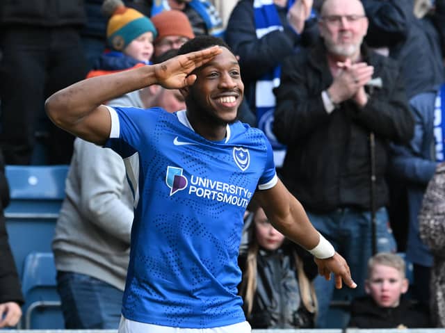 Pompey‘s Ebou Adams has been lauded as the best signing of the transfer window. Pic: Graham Hunt/ProSportsImages