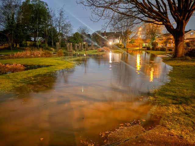 Flooding in Gosport, Hampshire, after heavy rain started at 4pm into the evening - pictured is Foster Gardens - 01/02/26