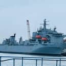 RFA Argus in Portsmouth with the broken Royal Fleet Auxiliary ship due to leave the naval base soon, with her future still uncertain.