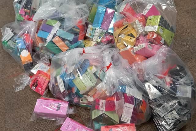 Some of the illegal vapes seized by Hampshire County Council's Trading Standards
