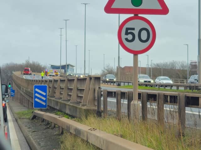 Incident on the M275 with emergency services on the scene