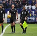 Referee Adam Herczeg, centre, was under the spotlight on Sky Sports today for failing to give Pompey a penalty at Preston. Pic: Alun Roberts/ProSportsImages