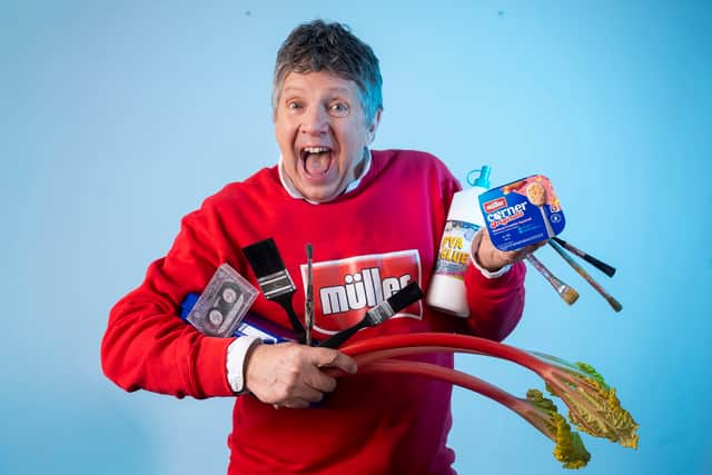 The big artwork was unveiled to celebrate 90s favourite Müller Corner Original Rhubarb Crumble, which is making its way back to supermarket shelves.