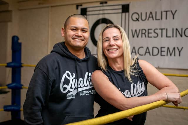 Rishi Ghosh and his wife Lisa Marie Ghosh have set up a alternative way to spend Valentine's Day - wrestling with your loved ones at Quality Wrestling Academy.