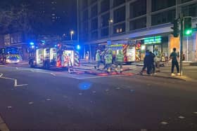 Fire crews from across the area rushed to Brunel House in The Hard after a fire broke near the top of the high-rise building.