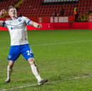 Terry Devlin celebrates with Pompey fans. Pic: Toyin Oshodi/ProSportsImages