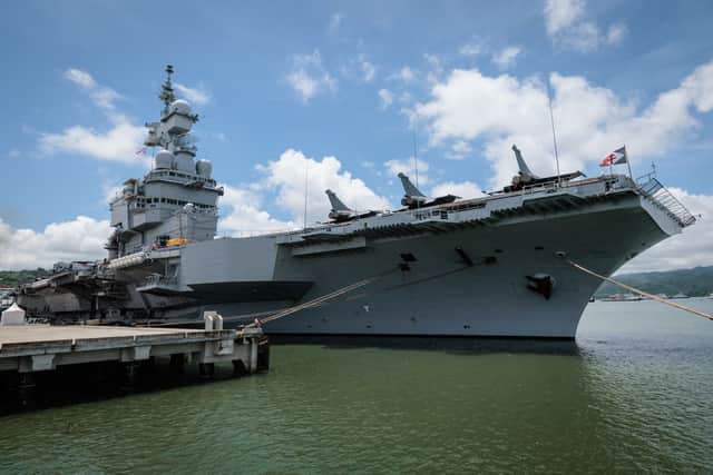 The French Navy's nuclear-powered aircraft carrier Charles de Gaulle.