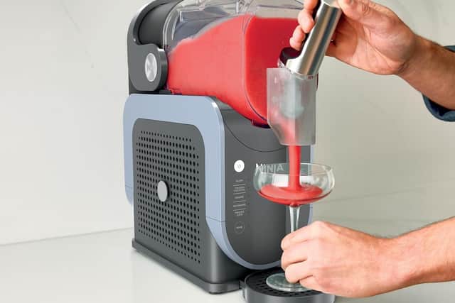 The machine can make cocktails, slushies, frappes, and milk shakes