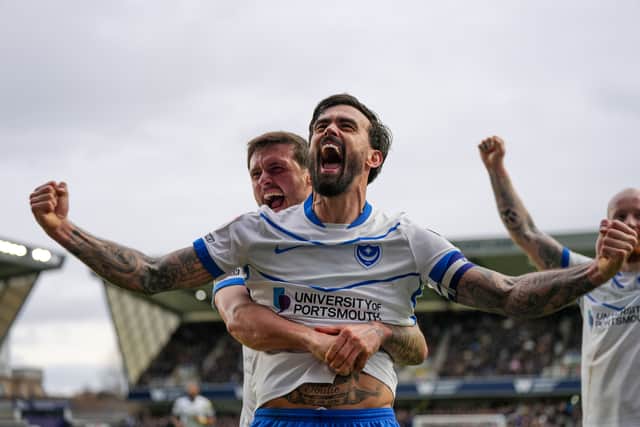 Pompey's Marlon Pack celebrating scoring in the 3-1 win at Millwall in February. Picture: Stephen Flynn/ProSportsImages