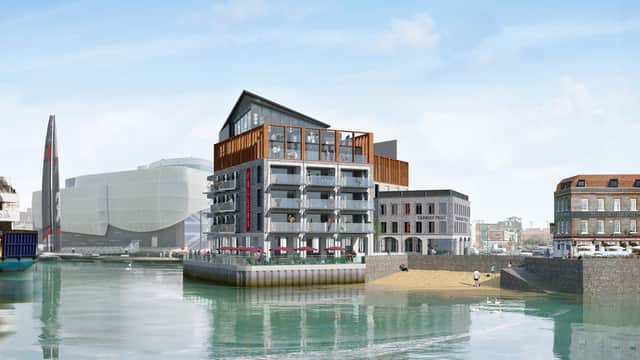 HGP Architects previously drafted designs for Fuller, Smith & Turner for a hotel on the Camber Point land.  


Credit: HGP Architects