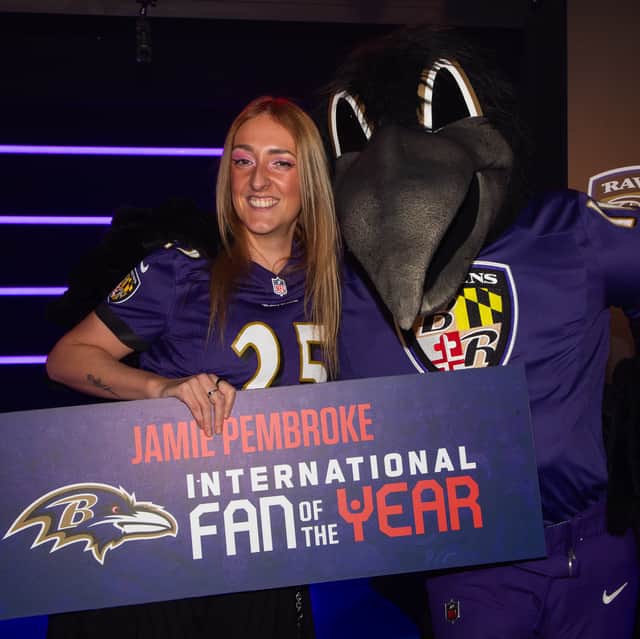 Jamie Pembroke from Portsmouth has been named as the Baltimore Ravens international fan of the year.