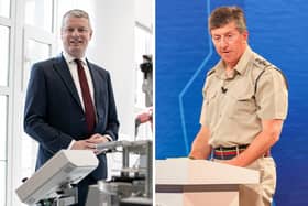 From L: Minister for defence readiness and industry, Luke Pollard, and First Sea Lord General Sir Gwyn Jenkins. Both praised the current programme to build new Type 31 frigates.