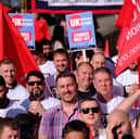 Defence firm workers are protesting in London over delays to the Defence Investment plan. This includes employees at Airbus, who construct satellites in Portsmouth.