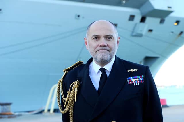 Fleet Commander Vice Admiral Steve Moorhouse has defended the move to move warships away from the Middle East, stating it's what British allies want. Pictured is the Vice Admiral during the homecoming of HMS Prince of Wales in November 2025.