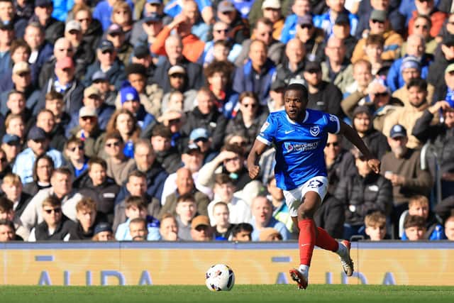 Pompey left-winger Millenic Alli has made 10 appearances since arriving from Kenilworth Road in the January transfer window. Picture: Simon Roe/ProSportsImages