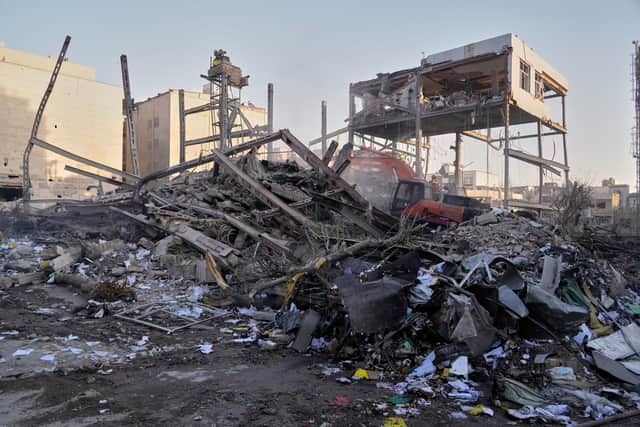 A destroyed police station is seen after it was struck amid the U.S.-Israeli military campaign in Tehran, Iran, Monday, March 2, 2026.