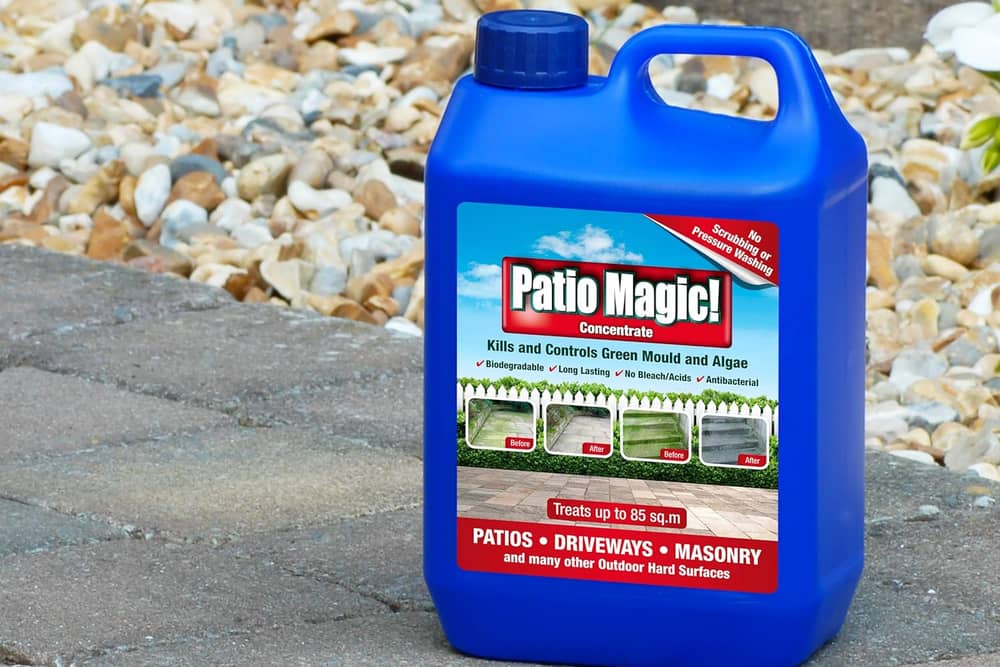 Patio cleaning chemicals are a quick and easy way to wash the grime off your slabs 