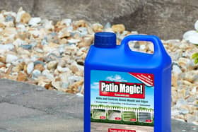 Patio cleaning chemicals are a quick and easy way to wash the grime off your slabs 