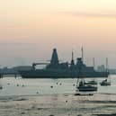 Royal Navy Type 45 destroyer HMS Dragon will be deployed to the Middle East, as hostilities refuse to subside in the region. Pictured is the warship at dawn in Portsmouth Harbour on March 4.