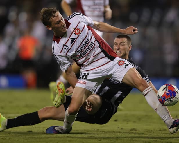 Pompey's Jacob Farrell in action for Western Sydney Wanderers. Pic: Getty