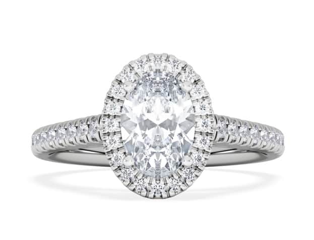 Georgina GIA Oval Diamond Halo Engagement Ring, as seen on Netflix's Love is Blind.