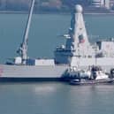 HMS Dragon being readied in Portsmouth on March 4 ahead of the warship’s deployment to Cyprus.