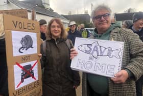 Demonstration in Droxford against the use of part of the River Meon by 'off road vehicles'