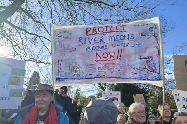 Demonstration in Droxford against the use of part of the River Meon by 'off road vehicles'