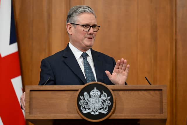 Prime Minister Sir Keir Starmer speaking during a press conference to give an update on the latest situation in the Middle East, in the Downing Street Briefing Room in London. He believes HMS Dragon and other assets can be deployed 'at speed' to protect British lives.